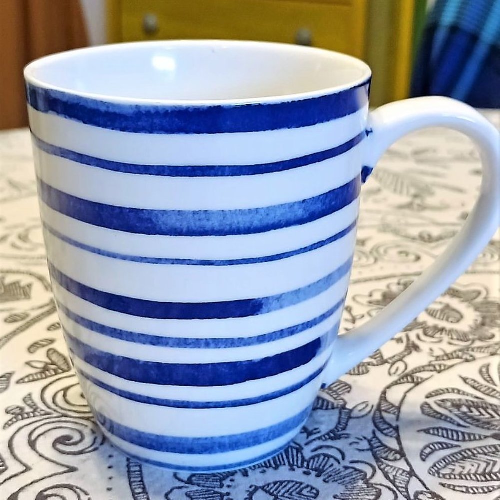 Pier 1 Brand Blue striped cup